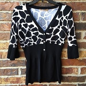 belldini medium zebra 3/4 sleeve cardigan/top